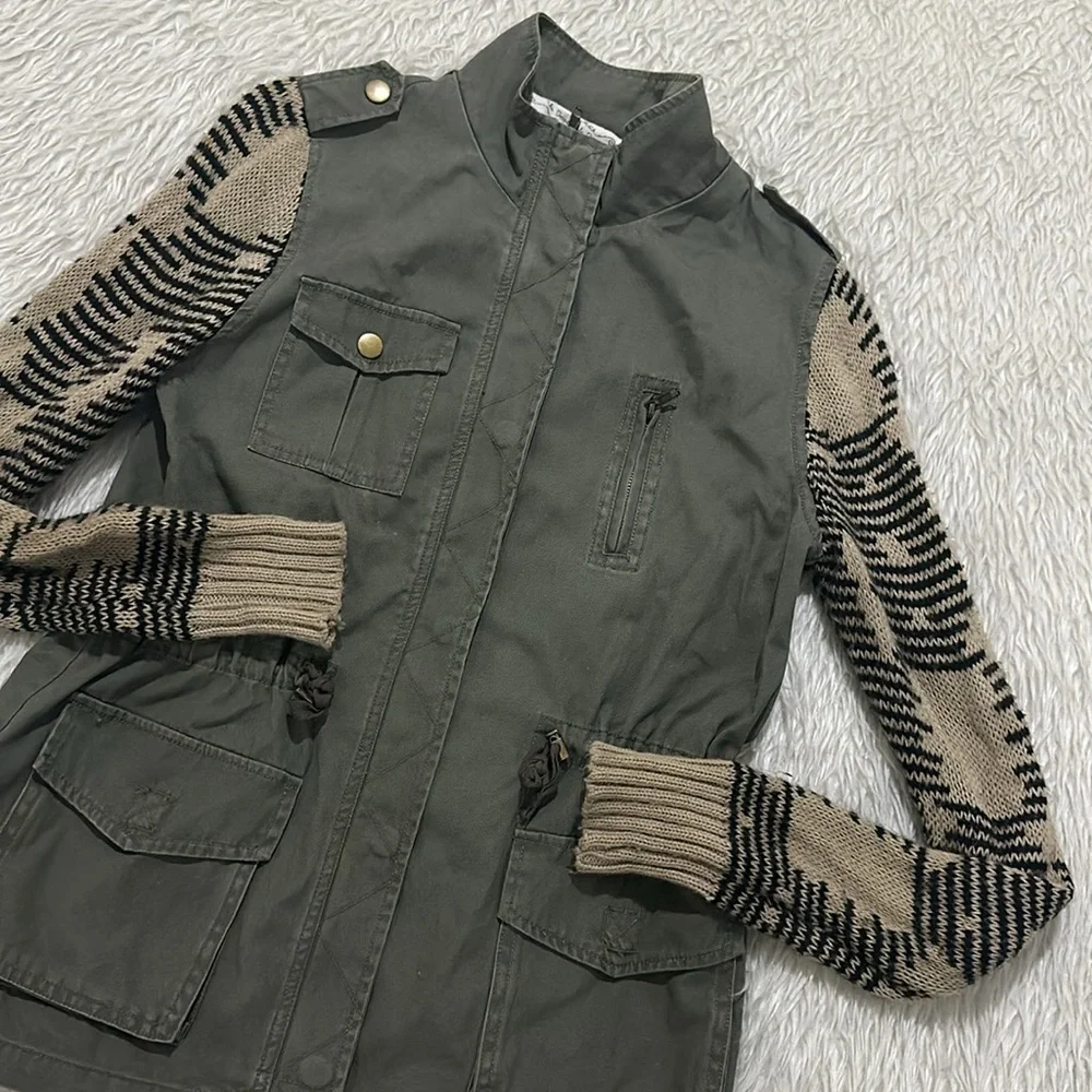 The impeccable pig green army brown knit jacket size medium - Picture 2 of 8